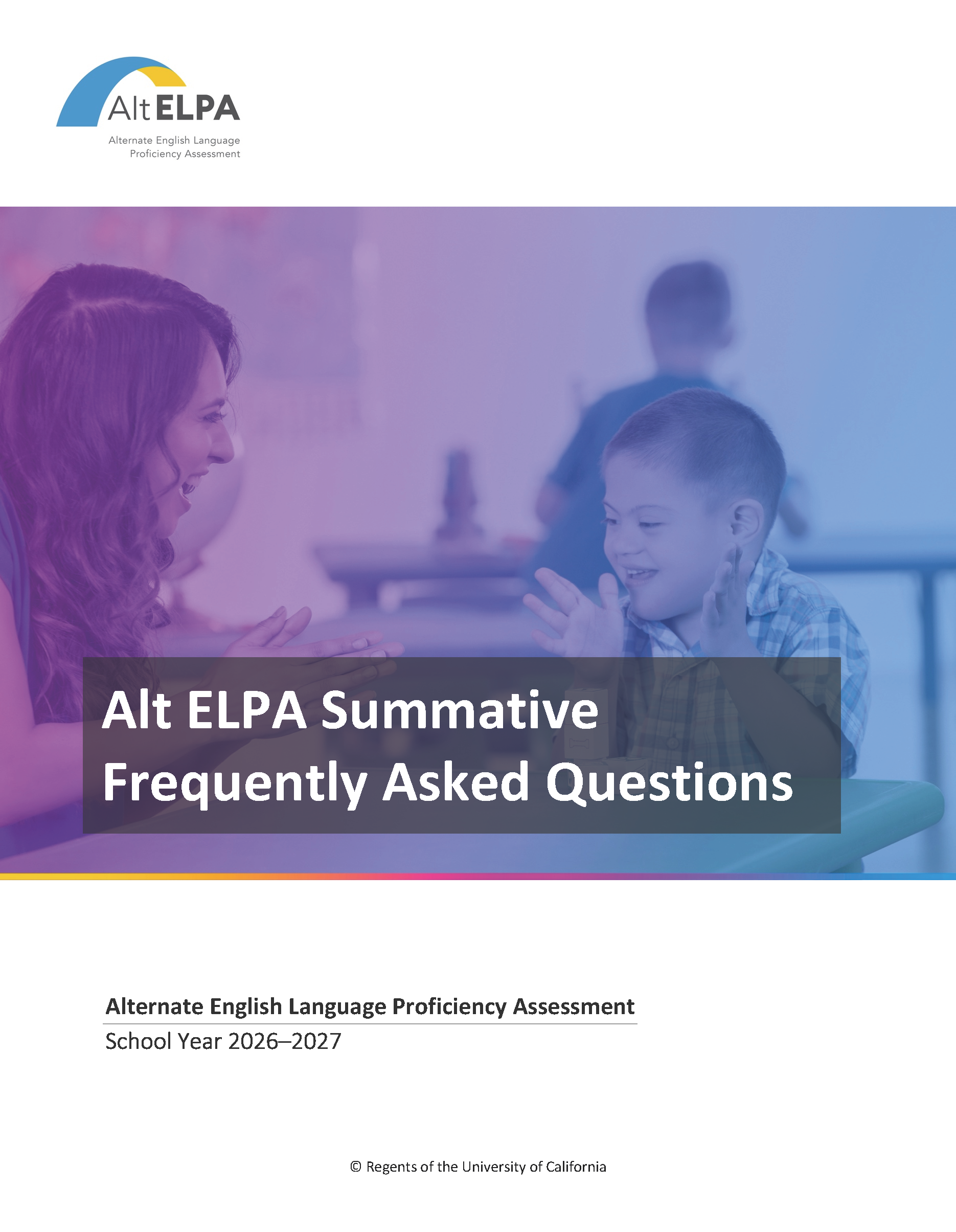Cover of the Alt ELPA Summative FAQs